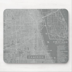 Tapis De Souris Ajoutez votre nom   Croquis de Chicago City Map