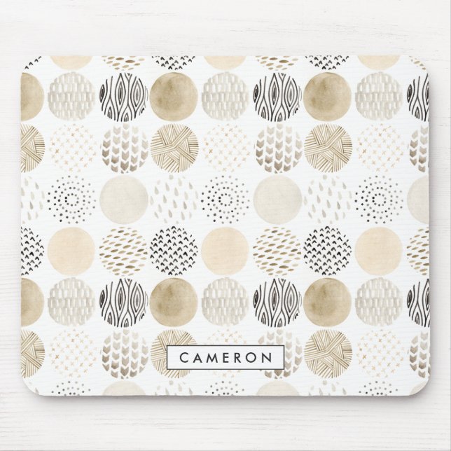 Tapis De Souris Ajoutez votre nom | Motif circulaire Abstrait neut (Devant)
