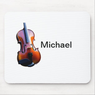 Tapis De Souris Ajoutez votre nom texte brun amateur de violon mus