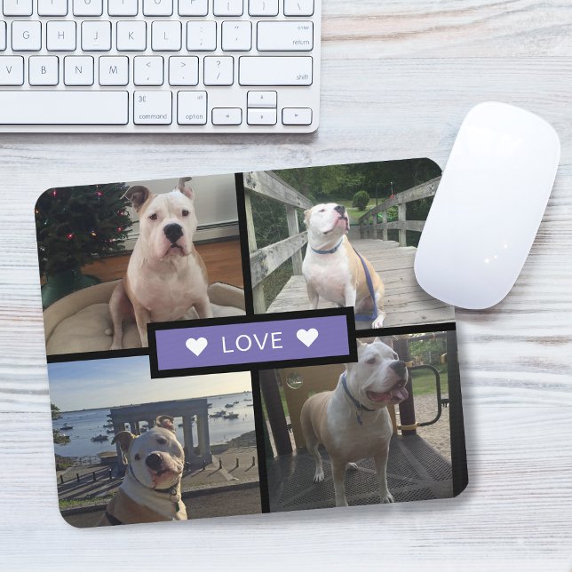 Tapis De Souris Ajoutez votre propre collage de photos de chien vi (Add Your Own Dog Photo Collage Purple Mouse Pad)