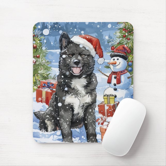 Tapis De Souris Akita Chien Winter Wonderland Noël Joie (Avec souris)