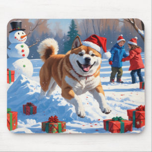 Tapis De Souris Akita Christmas Festival scène de neige
