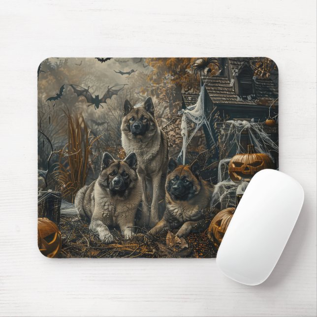Tapis De Souris Akita Halloween Chien de nuit plaisir (Avec souris)