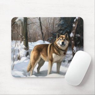 Tapis De Souris Akita Laisser Neige Noël