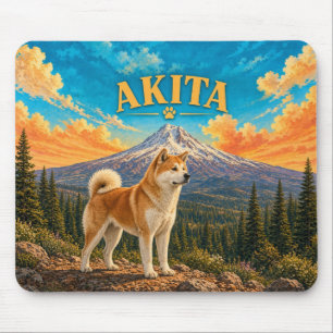 Tapis De Souris Akita, Mont Hood Aquarelle Vintage