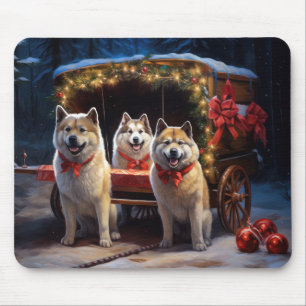 Tapis De Souris Akita Snowy Sleigh Ride Décor de Noël