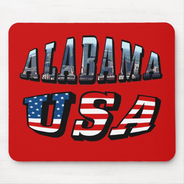 Tapis De Souris Alabama Photo et USA Flag Font (Devant)
