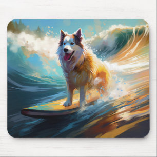 Tapis De Souris Alaskan Malamute Beach Surf Peinture