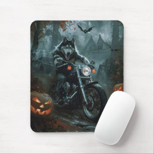 Tapis De Souris Alaskan Malamute équitation moto Halloween effraya