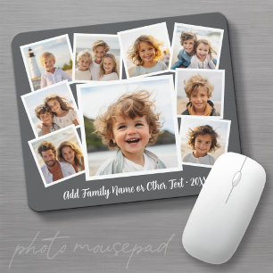 Tapis De Souris Album moderne 9 Collage de photos Bleu Blanc Texte
