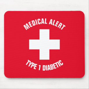 Tapis De Souris Alerte Médicale Diabétique de Type 1 Personnalisée