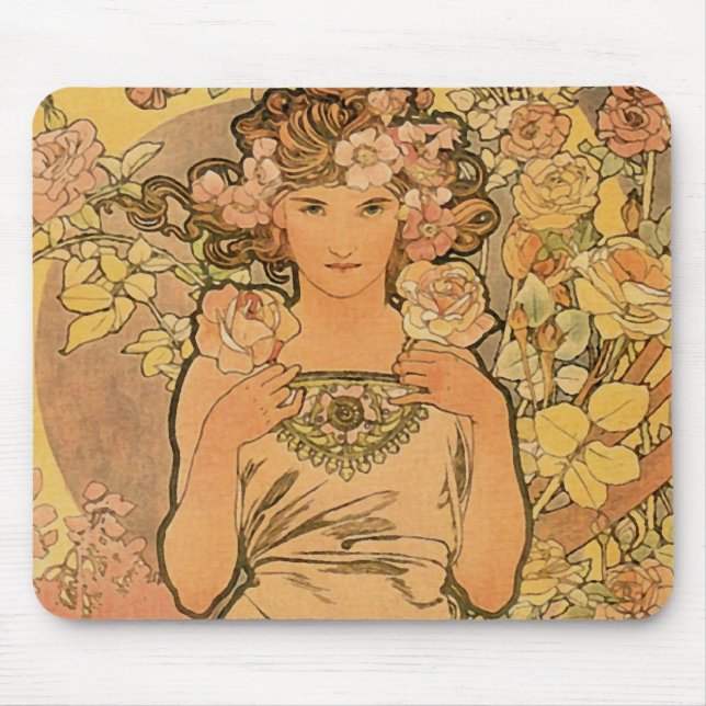 Tapis De Souris Alfons Mucha ~ Le rose (Devant)