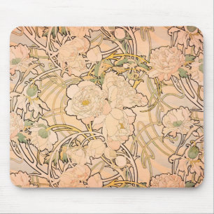 Tapis De Souris Alfonse Mucha Art Nouveau Peonies