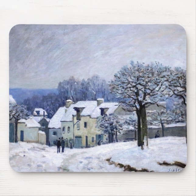 Tapis De Souris Alfred Sisley - Place Chenil à Marly, Effet Neige (Devant)