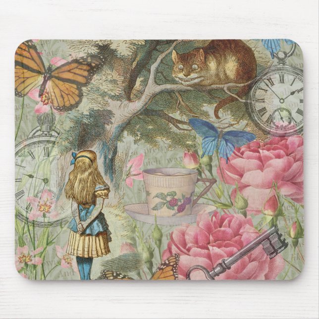 Tapis De Souris Alice Cheshire Chat Wonderland Tree Garden (Devant)