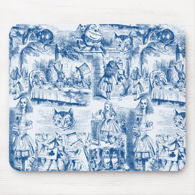 Tapis De Souris Alice dans des labeurs bleus et blancs du pays des (Devant)