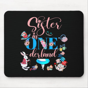 Tapis De Souris Alice en Onederland, sœur de famille de l'annivers