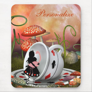 Tapis De Souris Alice, Flamant rose et tasse de thé surréalistes