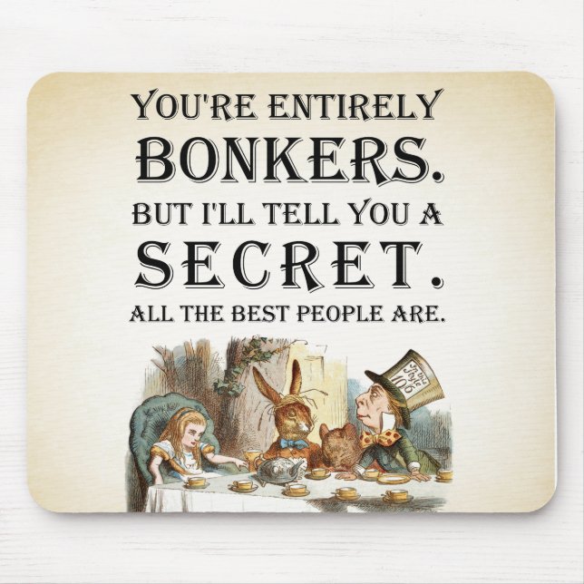 Tapis De Souris Alice In Wonderland - Tea Party - Citation Bonkers (Devant)