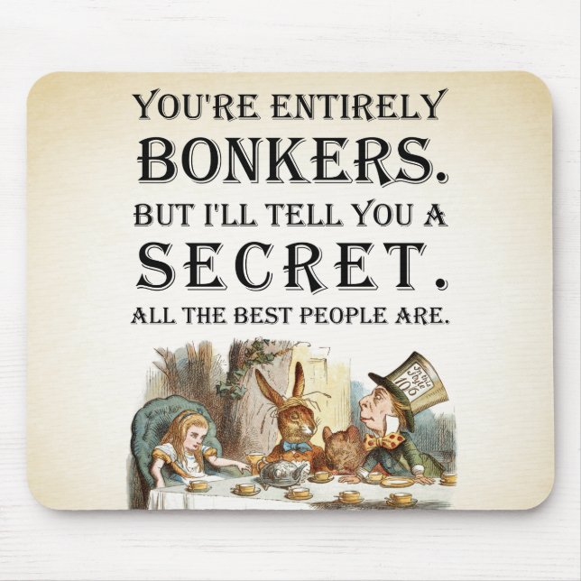 Tapis De Souris Alice In Wonderland - Tea Party - Citation Bonkers (Devant)