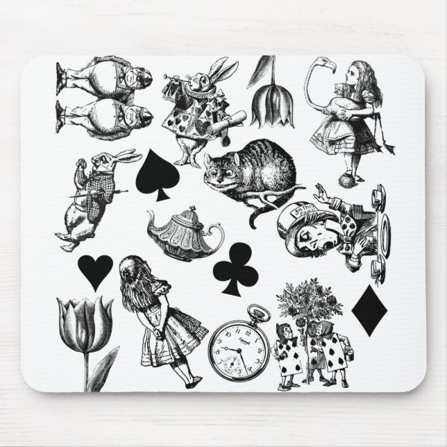 Tapis De Souris Alice Lapin Blanc Wonderland Classique (Devant)