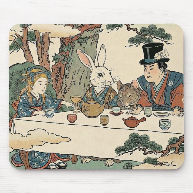 Tapis De Souris Alice Lost in Japan | Ukiyo-e Mad Tea Party (Devant)