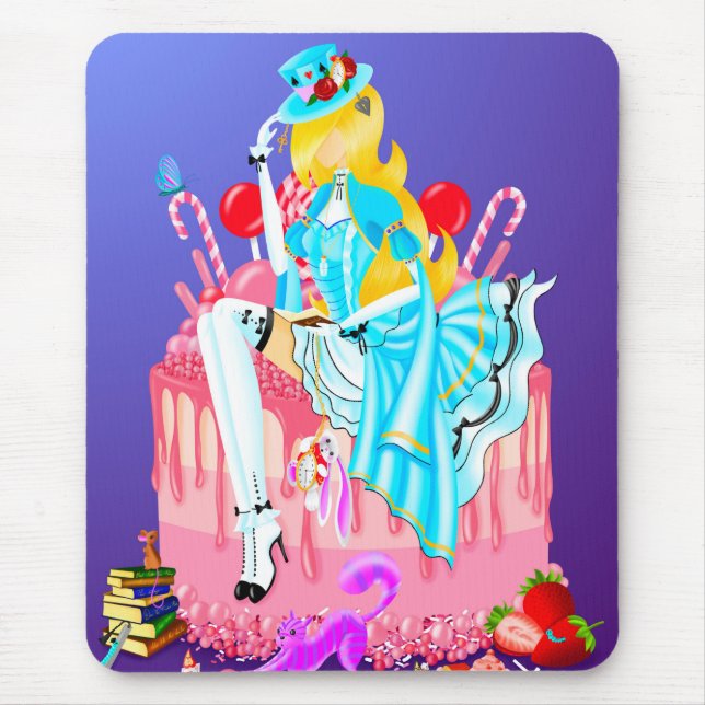 Tapis De Souris Alice sur gâteau d'anniversaire  (Devant)