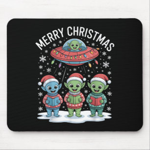 Tapis De Souris Alien drôle Trio Joyeux Noël laid Santa Hat Gi