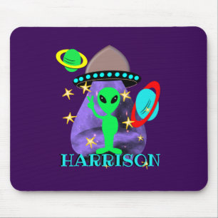 Tapis De Souris Alien In Outer Space fun Kids Personalized