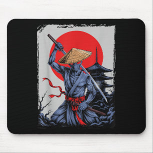 Tapis De Souris Alien Samurai Ufo Vintage japonais Ukiyo-e