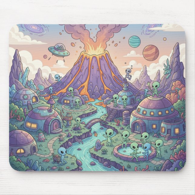 Tapis De Souris Alien Village by the Volcano (Devant)
