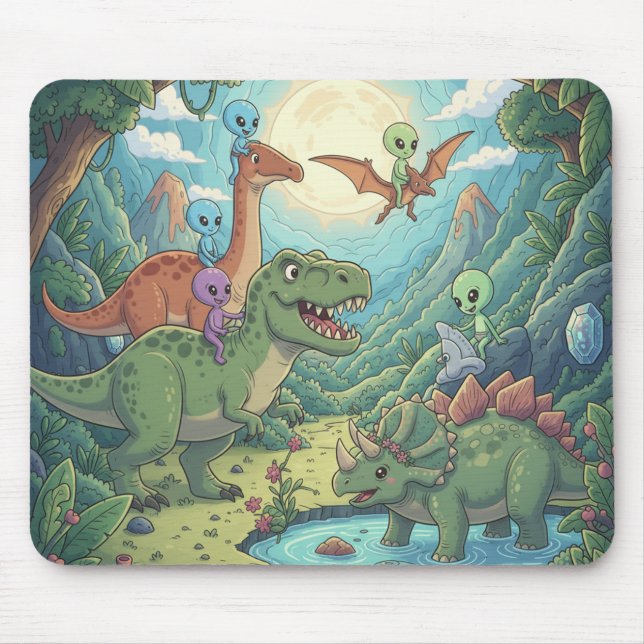 Tapis De Souris Aliens and Dinosaurs Adventure (Devant)