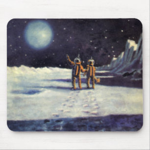 Tapis De Souris Aliens astronautes de science-fiction vintage sur