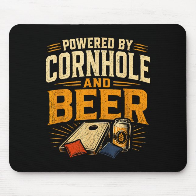 Tapis De Souris Alimenté par cornhole et bière drôle de tailgate (Devant)