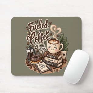 Tapis De Souris Alimenté par le Café & de Bonne Humeur – Amoureux