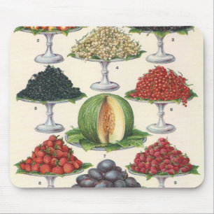 Tapis De Souris Aliments Anciens Fruits Assortis sur Plateaux pour