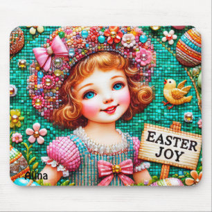 Tapis De Souris ALINA~ JOIE DE PÂQUES FILLE VINTAGE ~ Pad de souri