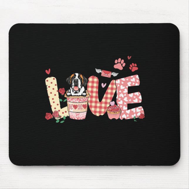 Tapis De Souris All You Need Is Love Saint Bernard And Coffee Vale (Devant)