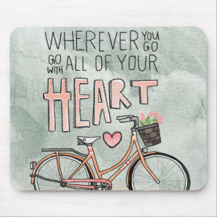 Tapis De Souris Allez avec tout votre coeur - bicyclette vintage