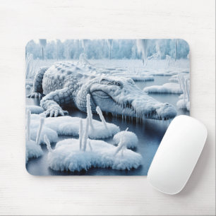Tapis De Souris Alligator Dans Un Marais Neige