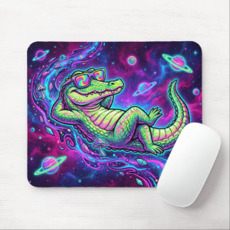 Tapis De Souris Alligator Suréaliste Psychedélique dans l'Espace