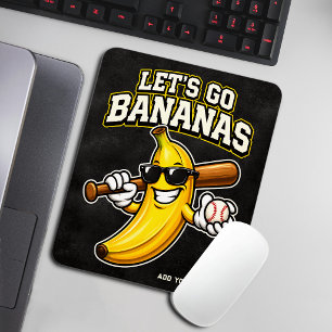 Tapis De Souris Allons Bananes Baseball Rétro Banane Drôle