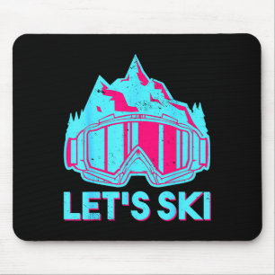 Tapis De Souris Allons skier, lunettes rétro ski vintage 80s 90s s