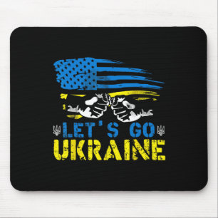 Tapis De Souris Allons-y Drapeau ukrainien Américain Ukraine Nous