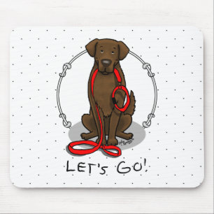 Tapis De Souris Allons-y ! Promenons le chien Retriever à poil pla