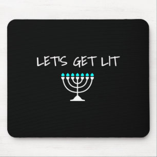 Tapis De Souris Allumons la Menorah juive de Hanukkah Chanukkah