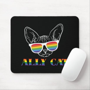 Tapis De Souris Ally Cat - Cute Pride Cat avec lunettes de soleil