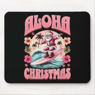Tapis De Souris Aloha Noël Père Noël Surfant Hawaïen Mele