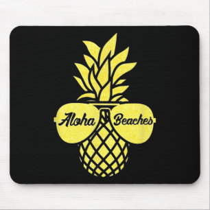 Tapis De Souris Aloha Plages Ananas Jaune Cadeau Hawaii Sungles