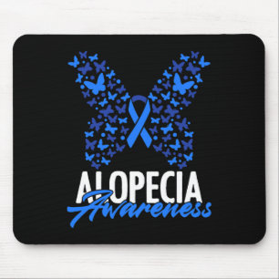 Tapis De Souris Alopecia Sensibilisation Bleu Ruban Papillon Alope